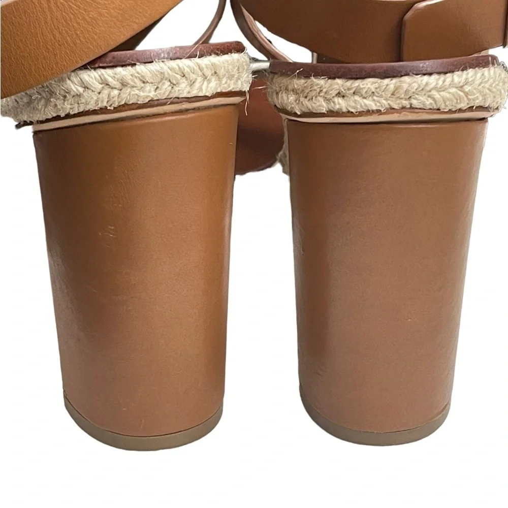 Tory Burch Marbella Tan White Ankle Strap‎ Sandals size 9/12 M